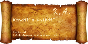 Kondás Anikó névjegykártya